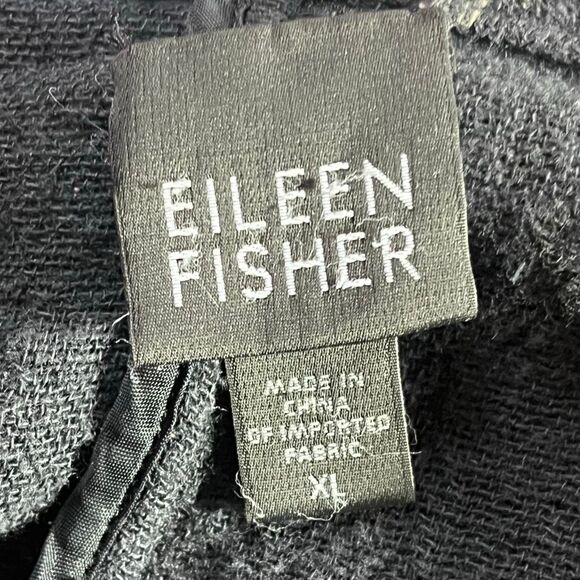 Eileen Fisher Lightweight Button Front Coatigan Long Sleeve Jacket Black XL - Picture 5 of 9
